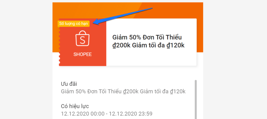 Voucher Shopee Số lượng có hạn