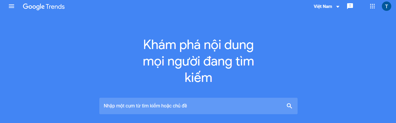 Google trends - tìm từ khóa