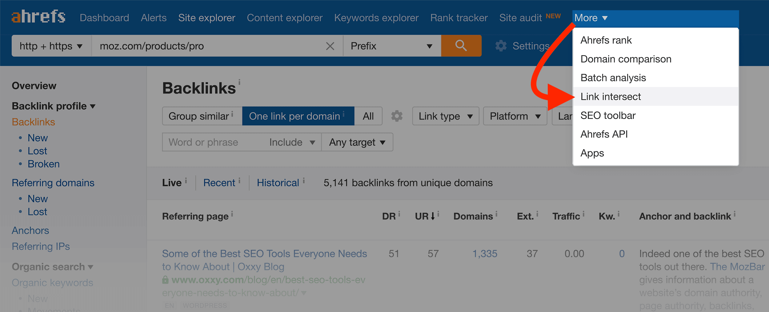 Ahrefs – Link intersect