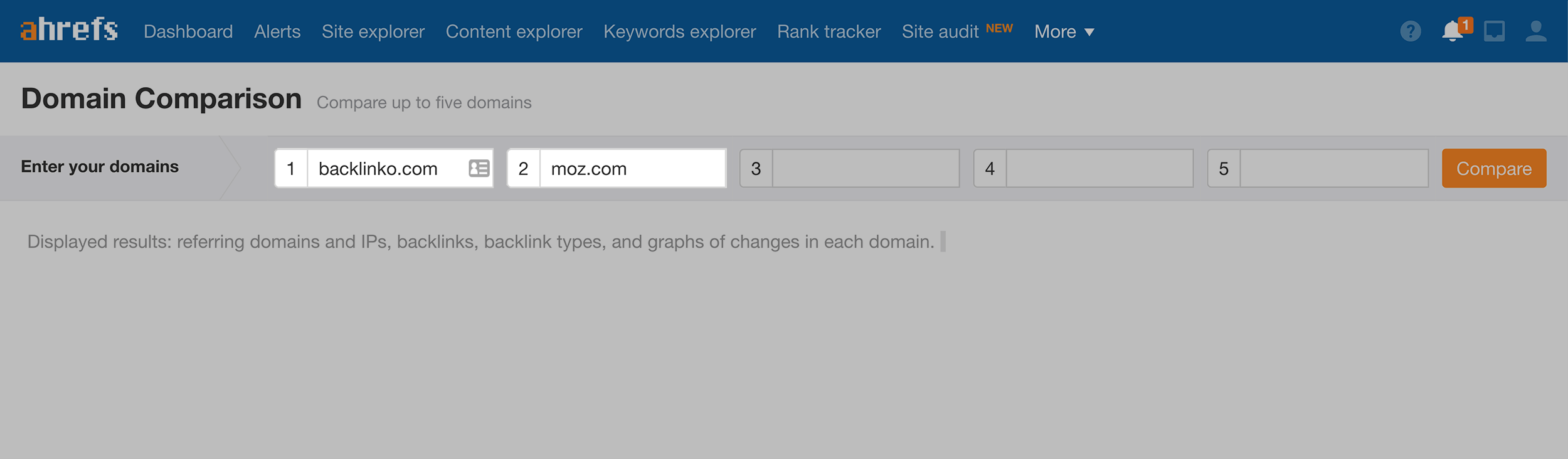 Ahrefs – Domain comparison