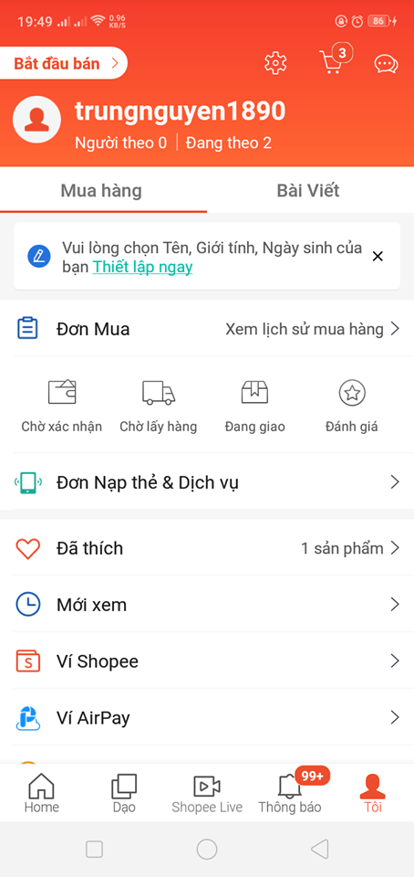 cách đăng ký bán hàng trên shopee bằng mobile