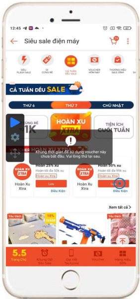 Dùng auto click săn mã banner Shopee