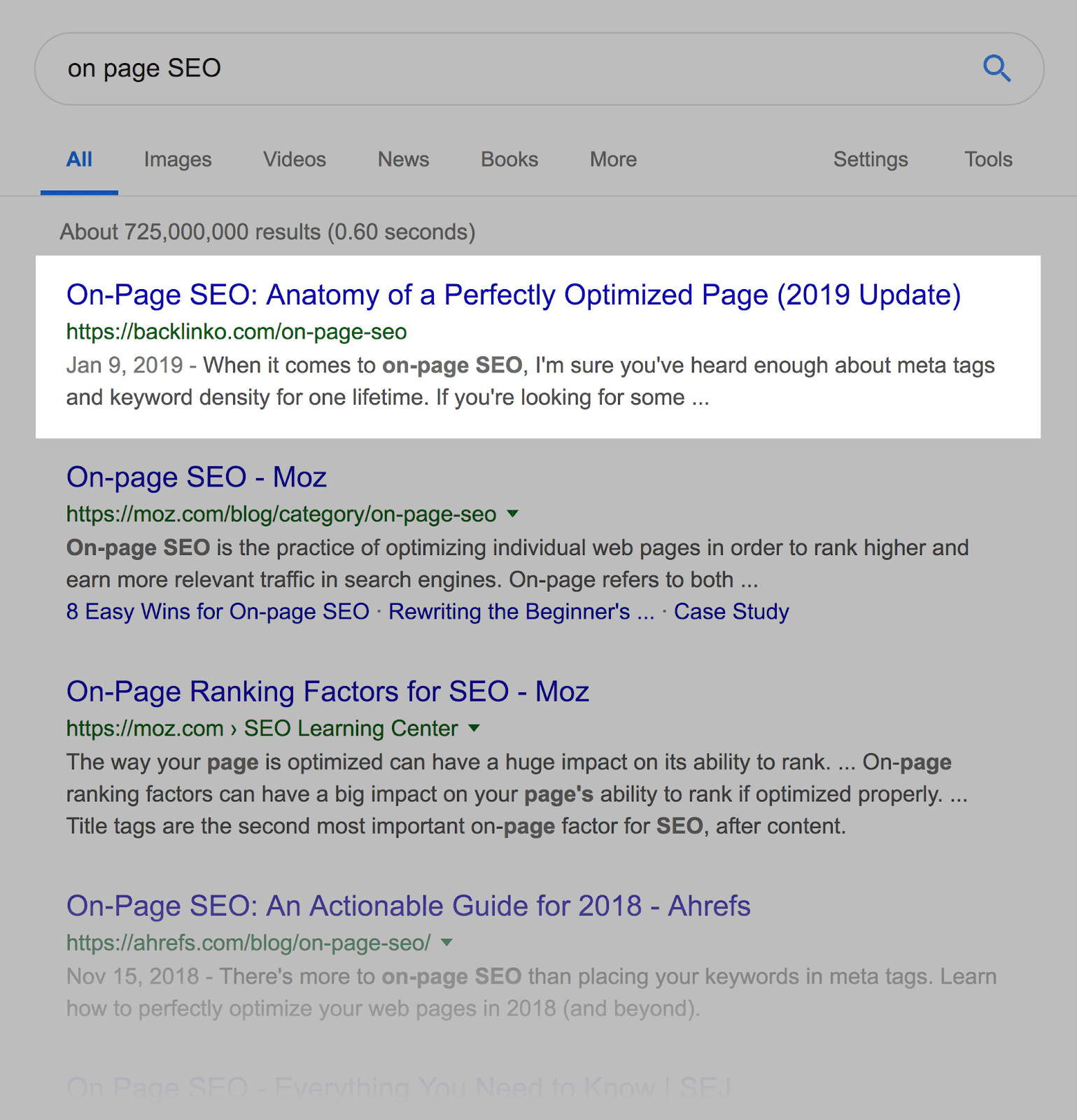 SERPs "trên trang SEO"