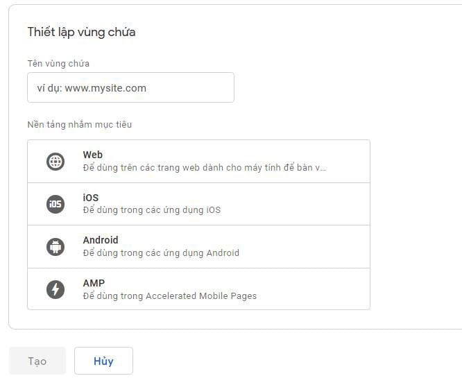 Cách thiết lập vùng chứa trong Google Tag Manager