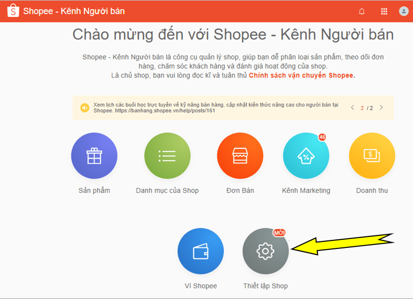 Hướng dẫn thiết lập thông tin cho gian hàng trên Shopee