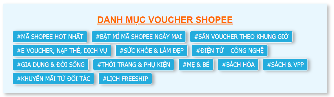 Danh mục mã voucher Shopee săn theo khung giờ