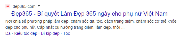 Thẻ Meta description của Đẹp 365