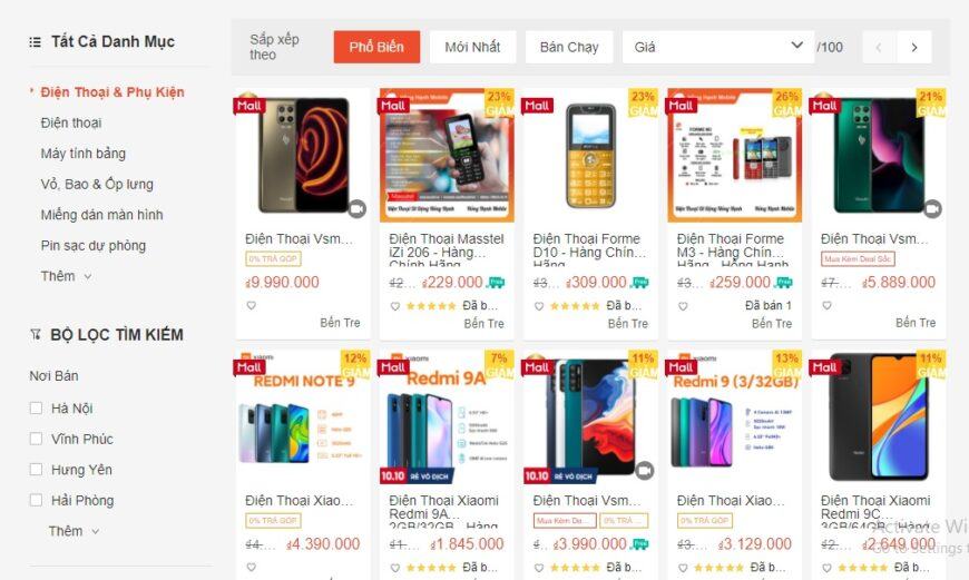 mua điện thoại trên shopee