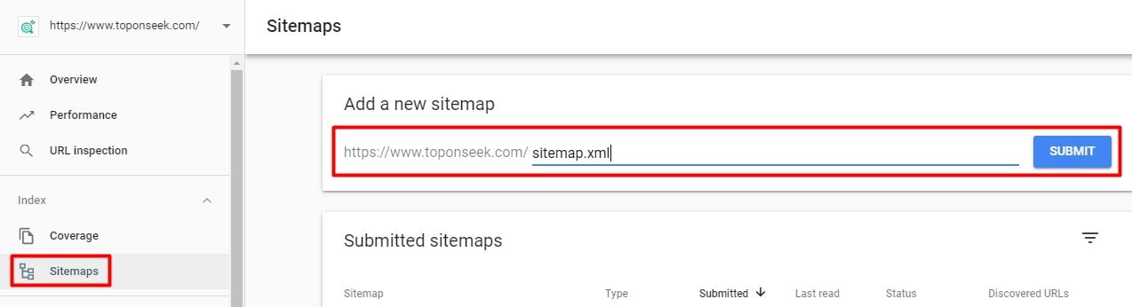 khai bao sitemap