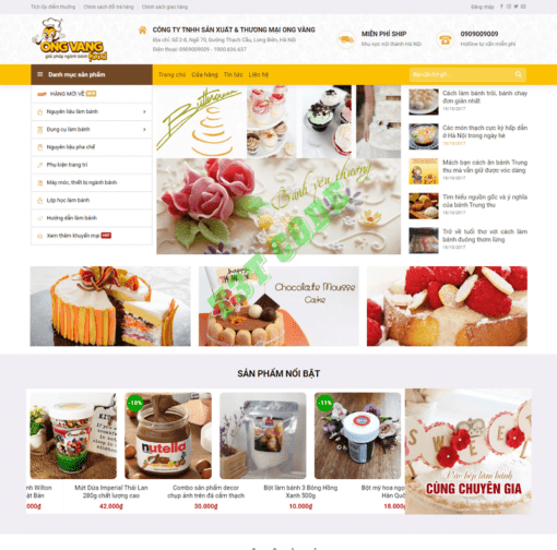 Theme web wordpress flatsome bán hàng tiệm bánh mỳ ngọt 01