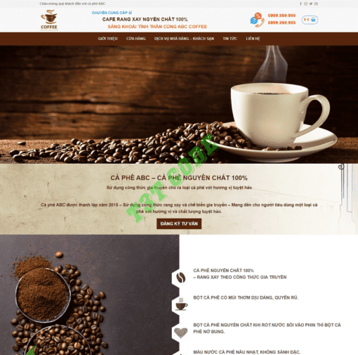 Theme web wordpress flatsome bán cà phê 01