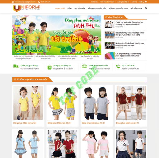 Theme web wordpress flatsome bán quần áo đồng phục