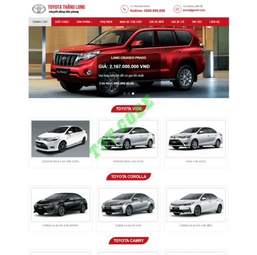Theme web wordpress flatsome đại lý bán xe toyota 03