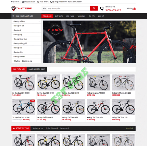 Theme web wordpress flatsome landing page bán xe đạp 01