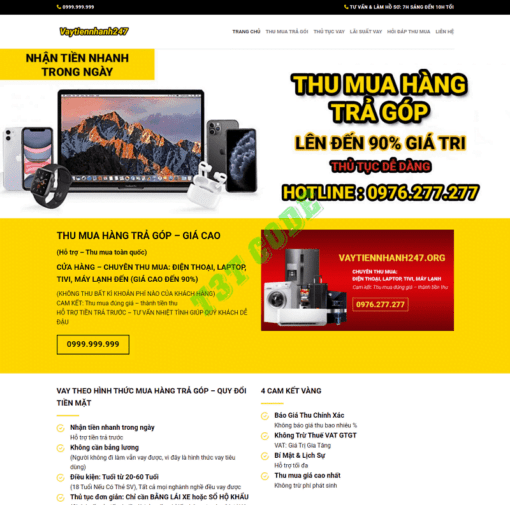 Theme web wordpress flatsome landing page vay tiền