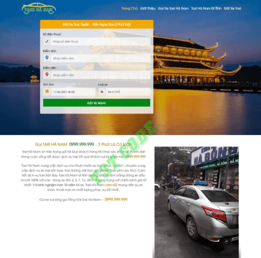 Theme web wordpress flatsome thuê xe taxi